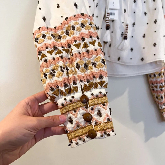 Veronica Beard Fernanda White Bohemian Embroidered Beaded Cropped Jacket XS NWT - Picture 4 of 10